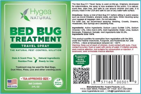 Hygea Natural 3 oz Lice, Mite & Bed Bug Travel Spray – TSA Approved, Child & Pet Safe, Stain & Odor Free