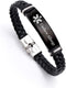 KBNSUIAN Custom Leather Medical Allergy Awareness Alert Bracelet Personalized Food Allergic Alarm Bangle