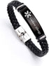 KBNSUIAN Custom Leather Medical Allergy Awareness Alert Bracelet Personalized Food Allergic Alarm Bangle
