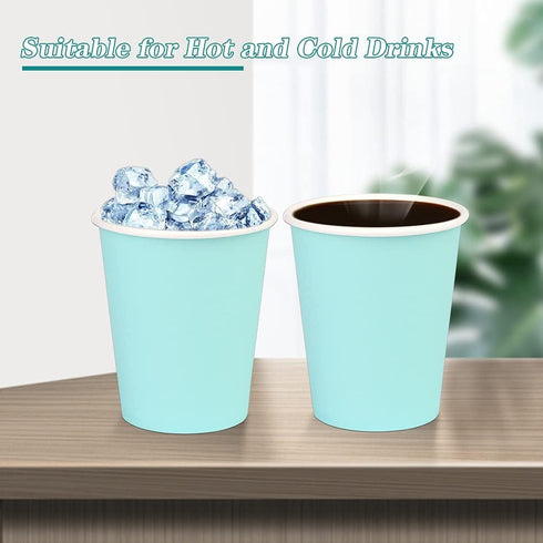 25 Pack 8 oz Disposable Paper Cups, Light Blue Paper Coffee Cups for Hot/Cold Beverages, Suitable for Offices