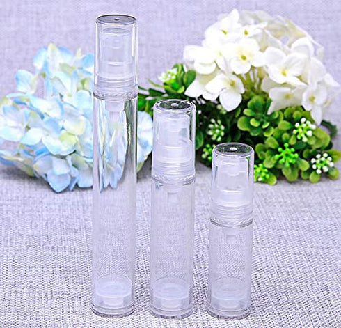 12Pcs 5ML Empty Refillable Cosmetic Containers - Cream Lotion Bottles, Portable Clear Plastic Airless Pump Vials