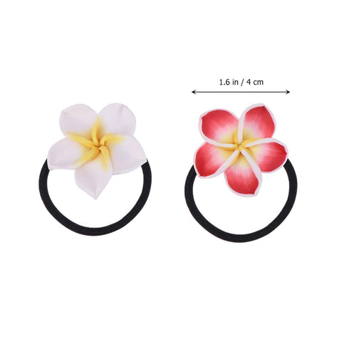 ifundom Hawaiian Flower Hair Ties, 12PCS Plumeria Soft Ceramic Hair Rings for Women Girls