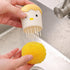 2 PCS Yellow Duck + Yellow Chicken Dish Brush Handle, Built-in Scraper for Pans, Pots, Kitchen Cleaning
