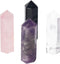 Metaphysical Healing Dowsing Stone Wands Towers Set of 4 - Amethyst, Rose Quartz, Rock Crystal, Black Tourmaline