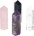 Metaphysical Healing Dowsing Stone Wands Towers Set of 4 - Amethyst, Rose Quartz, Rock Crystal, Black Tourmaline
