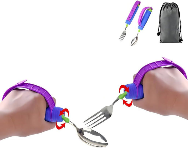 Bendable Adaptive Utensils Spoons Forks Set,Left and Right Handed, for Hand Tremors