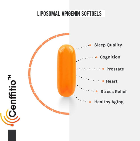 Liposomal Apigenin 500mg Softgels - Optimal Apigenin Supplement with Fisetin, Quercetin, Theaflavins, 4 Month Supply