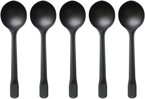 150 Pack Large Disposable Plastic Spoons, Heavy Weight Individual Wrapped Teaspoons for Soup Dessert Ice Cream (Black,