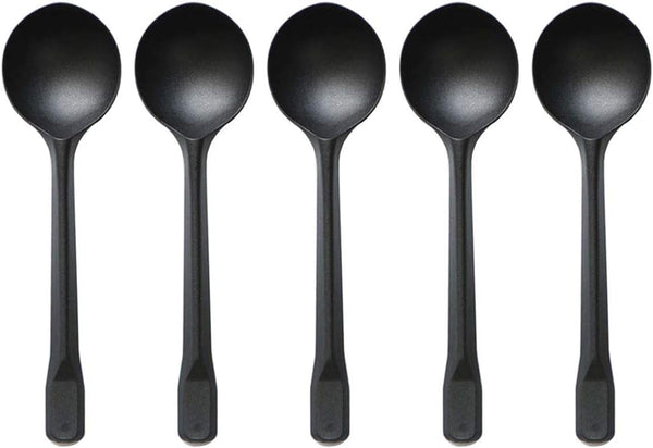 150 Pack Large Disposable Plastic Spoons, Heavy Weight Individual Wrapped Teaspoons for Soup Dessert Ice Cream (Black,