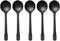 150 Pack Large Disposable Plastic Spoons, Heavy Weight Individual Wrapped Teaspoons for Soup Dessert Ice Cream (Black,