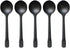 150 Pack Large Disposable Plastic Spoons, Heavy Weight Individual Wrapped Teaspoons for Soup Dessert Ice Cream (Black,