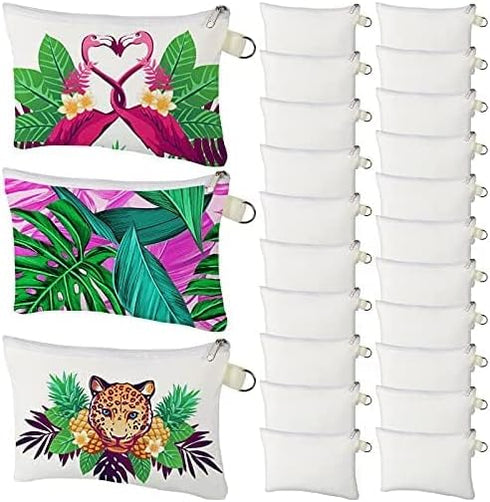 Weewooday Cosmetic Bags Multipurpose DIY Sublimation Blanks, Iron on Transfer Zipper Canvas Makeup Pouch for Travel