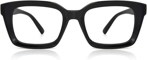 JiSoo Large Frame Reading Glasses Blue Light Blocking, Fashion Blue Light Readers 1.25, Stylish Black