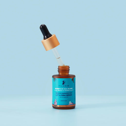 Pilgrim Korean Lift & Firm Face Serum | with 1% Hyaluronic Acid + 0.5% Retinol | Anti Aging Serum with Pomegranate Extracts | Unisex Formula | 1.01 Fl Oz/30ml