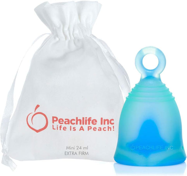 Peachlife Mini Ring Menstrual Cup - Small, Extra Firm, Reusable Silicone with Loop Pull Stem