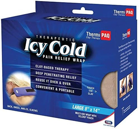 Thermipaq Icy Cold Pain Relief Wrap - Large 8x14 Knee Ice Pack Wrap for Long Lasting Relief - Adjustable Strap for