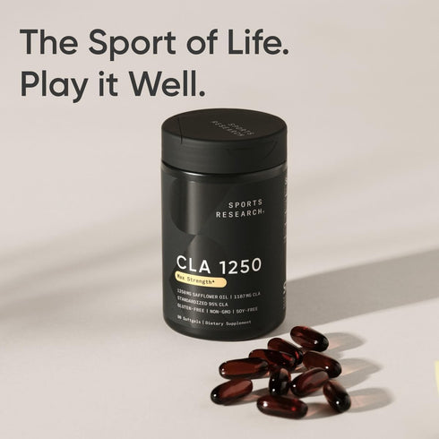 Sports Research CLA 1250mg - 90 Softgels, Active Conjugated Linoleic Acid for Men and Women, Non-GMO, Soy & Gluten Free