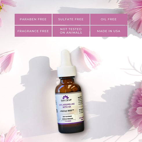 SKIN DEVA 20% Argireline Serum with Matrixyl 3000, Pure Hyaluronic Acid Serum for Face, Anti Aging