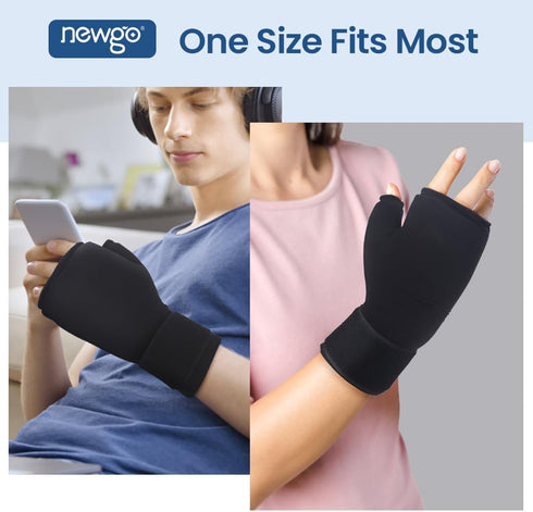 NEWGO Hand Ice Pack Gloves - Gel Cold Therapy for Hand Arthritis, Wrist Ice Pack for Tendinitis, Carpal Tunnel (Black)