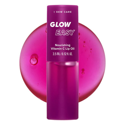 I DEW CARE Lip Gloss - Glow Easy Raspberry, Jojoba Seed Oil, Vitamin C, Hydrating, Korean Makeup, 0.12 FL Oz
