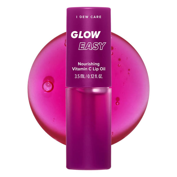 I DEW CARE Lip Gloss - Glow Easy Raspberry, Jojoba Seed Oil, Vitamin C, Hydrating, Korean Makeup, 0.12 FL Oz