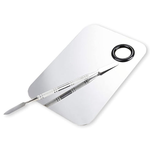 Makeup Mixing Palette, Upgraded Stainless Steel Metal Mixing Tray with Spatula for Foundation and Nail-Art