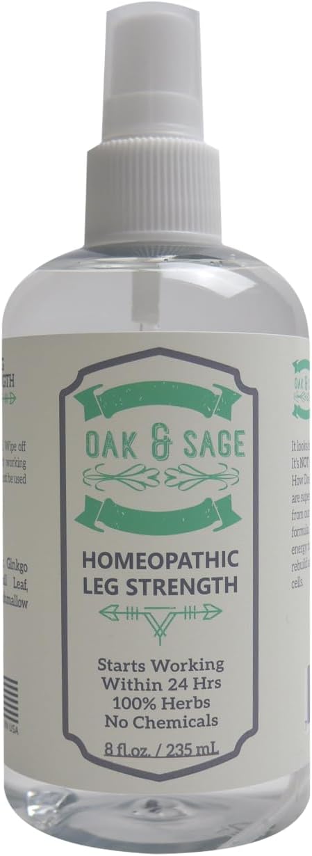 OAK & SAGE Homeopathic Leg Strength - Unscented - 8oz - 100% Herbs, No Alcohol,