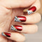 YUNAI 24 PCS Medium Length Full Cover False Nails - French Ellipse Red Wine Oblique Leopard Fake Nails