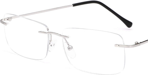 Rimless Clear Bifocal Reading Glasses - Blue Light Blocking Readers for Men and Women, Lightweight Anti Glare Eyewear