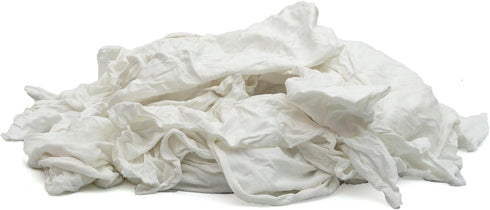 Premium White Knit Cotton T-Shirt Cloth Wiping Rags, Shop Cleaning TShirt Cloths for Auto, Grease, Paint & Wood