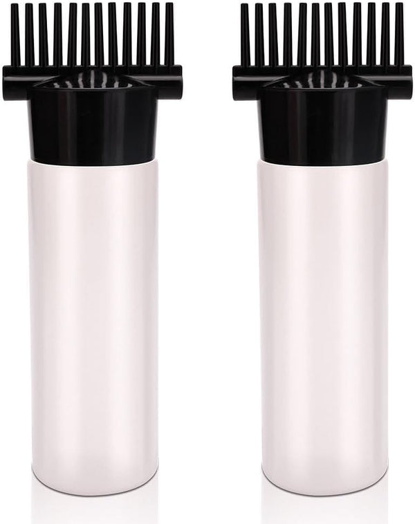 Hair Oiling Applicator With Comb Root 2 Pack 6 OZ Hair Dye Bottle Plastic Squeeze Bottles Scale for Hair Care Scalp Oil Applicator Hair Oil Dispenser Styling Tool Oiler