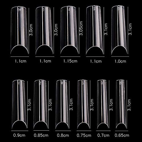 YIMART 550pcs Fake Nails, Premium Square Clear Tips, Nail Art C Tips French Acrylic Long C Curve False Nails