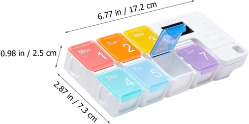 Weekly Pill Organizer Alarm Portable Medicine Case Compartments for Easy Dispensing Food-Grade Material Compact Design