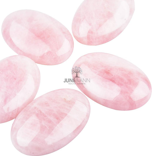 June&Ann Natural Rose Quartz Palm Stones, Healing Gemstone Therapy for Meditation
