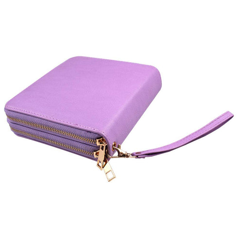 Nail Art Stamping Plates Double Zipper Cases, 192 Slots Nail Stencil Case, Purple Color Collection.