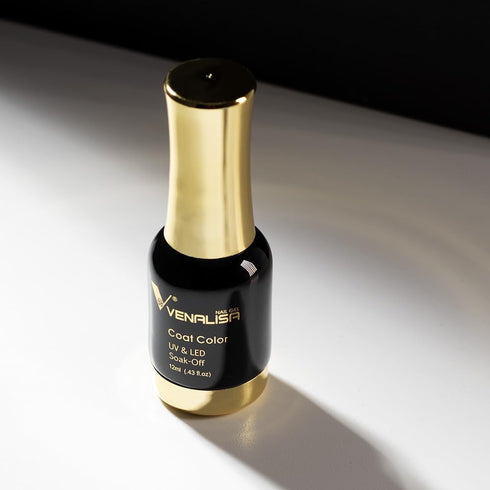 VENALISA Gel Nail Polish, 12ml Black Color Soak Off UV LED Nail Gel for Nail Art Starter Manicure Salon DIY