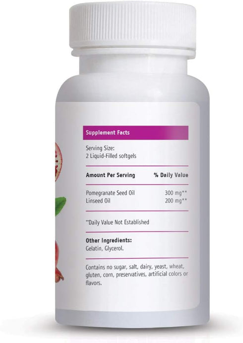 Pomegranate Seed Oil Liquid Softgels (60 Count) - Rich in Omega 5 for Antioxidant Support & Body Defense