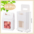 28 Pcs Paper Gift Bags, White Paper Bags with Transparent Window Flower Bouquet Bags with Handles Reusable Bags for Mothers Day Wedding Party Anniversary Bridal Shower Housewarming