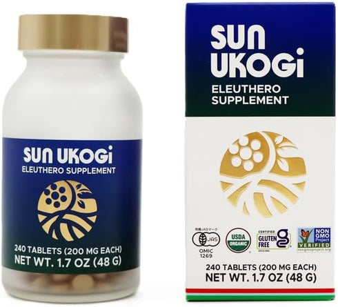 Sun Chlorella Organic Eleuthero Root 200 mg Supplement - Natural Adaptogen for Well Being & Endurance for Women & Men