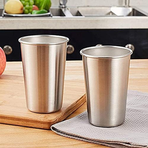 4Pack 6oz Small Stainless Steel Cups, BPA Free Healthy Metal Drinking Glasses for Kids (Silver, 170ml/6oz)