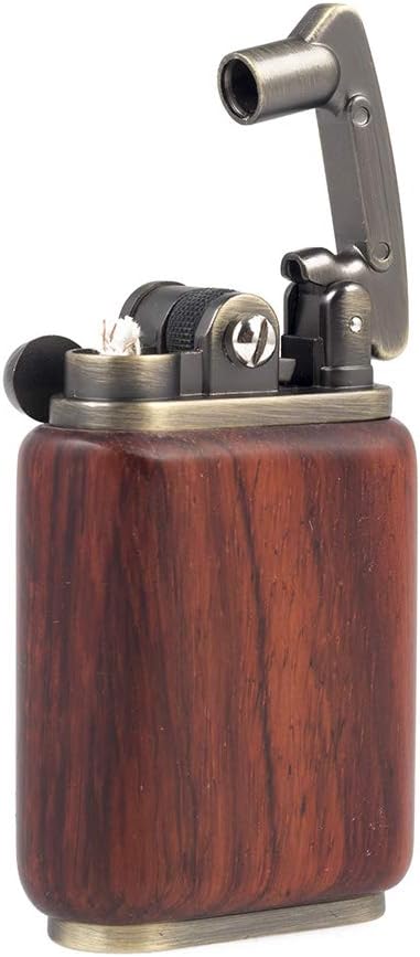 Antique Type Rosewood Wooden Case Soft Flame Rocker Arm Petrol Kerosene Lighter