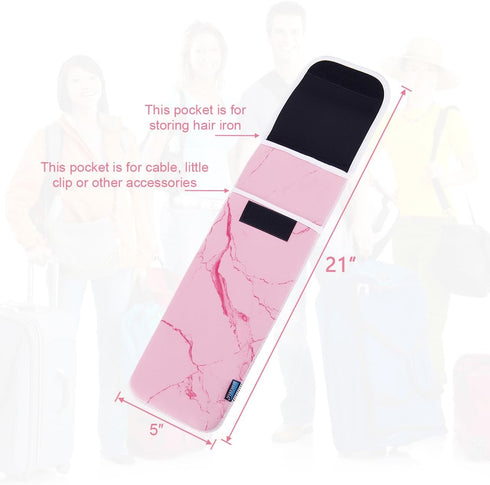 Heat Resistant Neoprene Curling Iron Cover Bag, Universal Sleeve for Flat Iron, Travel Case Pouch, 15 x 5 Inches (Dark