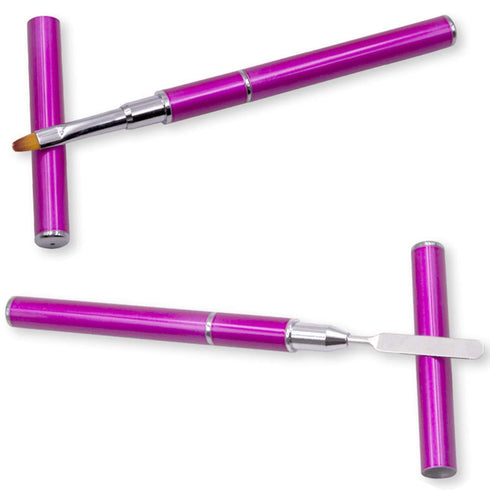 Kalolary 2Pcs Dual-Ended Poly Gel Nail Brush & Picker, 2 in 1 Stainless Steel Tool for UV Gel Acrylic Nails