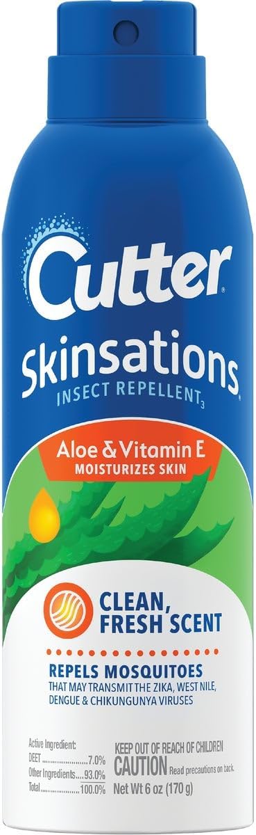 Cutter Skinsations Insect Repellent, 7% DEET, Repels Mosquitos, Ticks, Gnats, Fleas, 6 fl Ounce
