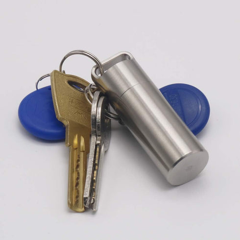 HRX Package Waterproof Stainless Steel Pill Case Keychain, Durable Small Pill Box for Men, Outdoor EDC Tool