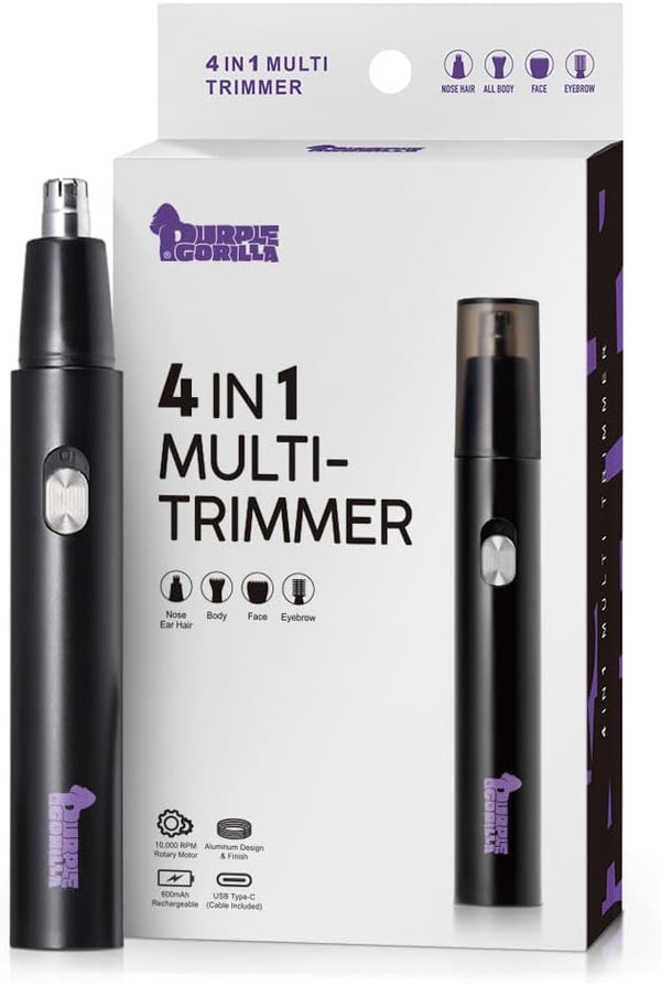 Nose Hair Trimmer for Men, Rechargeable 4-in-1 Grooming Trimmer for Eyebrow Hair Removal, No Pull No Snag