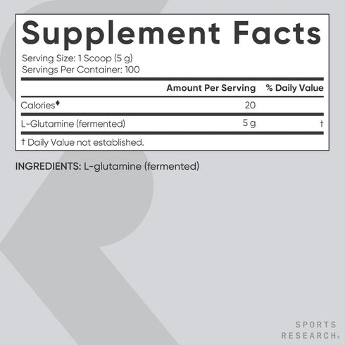 Sports Research L-Glutamine, Workout Recovery & Immune Health Support, 17.64 Oz