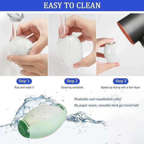 Reusable Lint Rollers for Pet Hair, Washable Lint Remover for Clothes, Portable Super Sticky Lint Roller Ball, Green