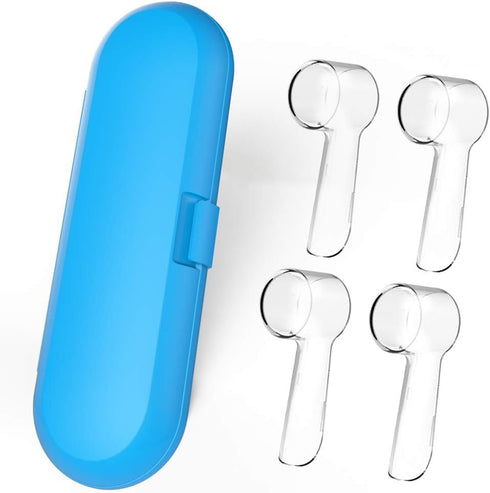Electric Toothbrush Travel Case for Oral-B, 4 Pcs Toothbrush Head Covers Compatible with Oral B Electric Heads