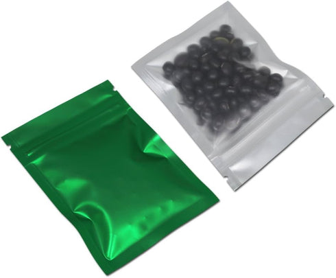 FERENLI 100 Pcs Mylar Zipper Lock Food Storage Bag, Matte Aluminum Foil Airtight Bag with Front Window